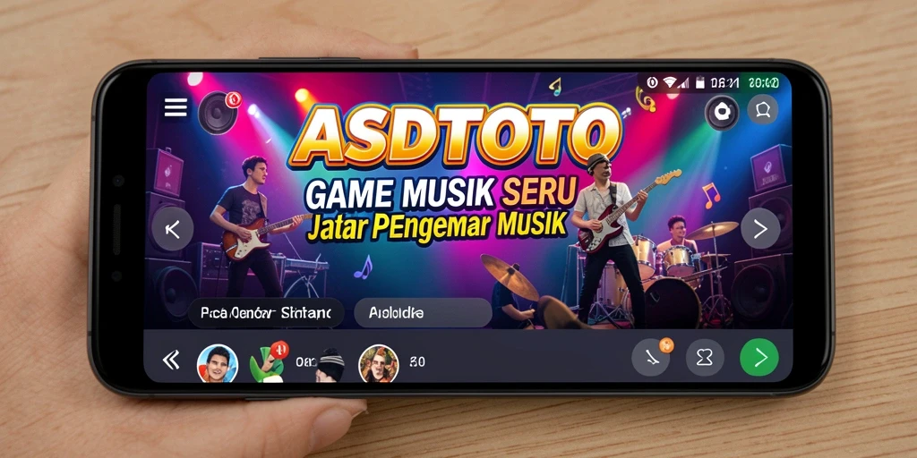 Screenshot utama menunjukkan gameplay interaktif ASDTOTO dengan berbagai lagu.