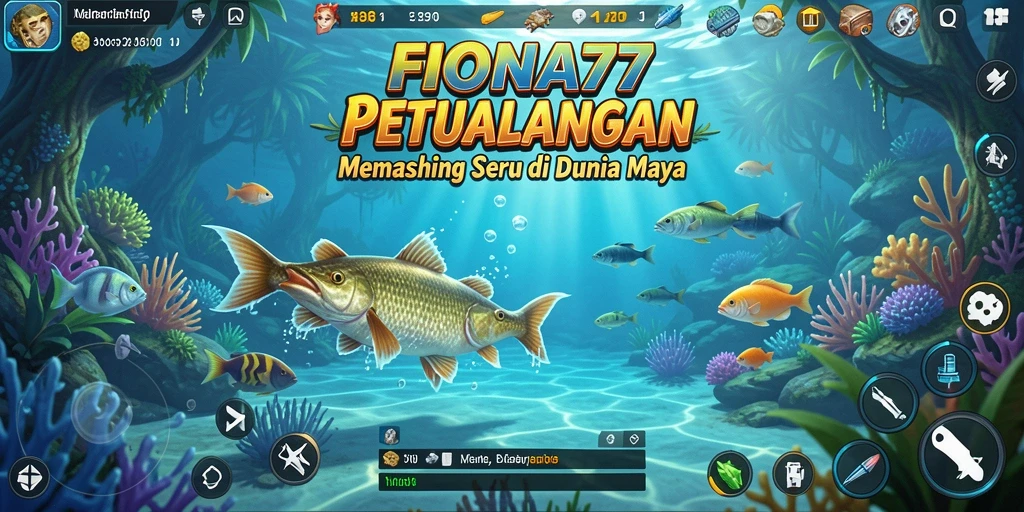 Screenshot utama FIONA77 menampilkan aksi seru dalam menangkap ikan.