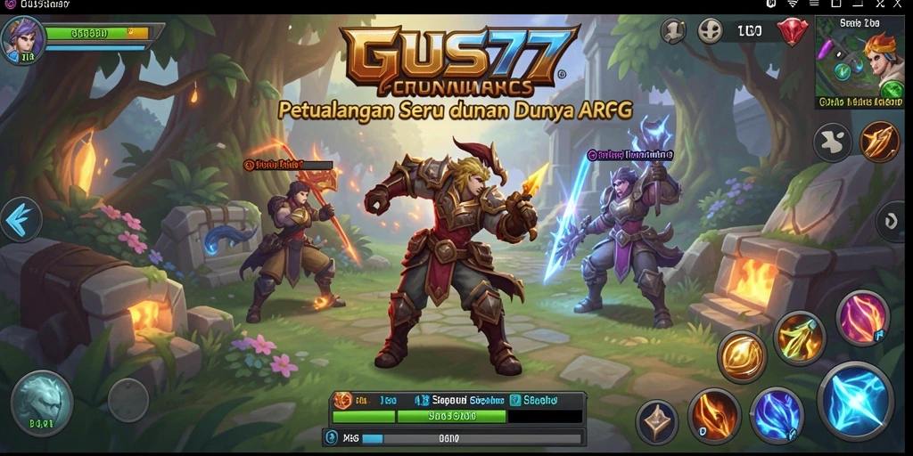 Screenshot gameplay GUS77 yang menunjukkan pertarungan seru dan karakter yang beraksi.