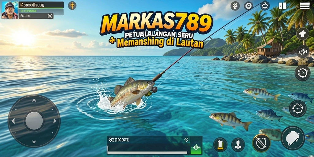 Screenshot gameplay MARKAS789 menampilkan aktivitas memancing yang menarik.