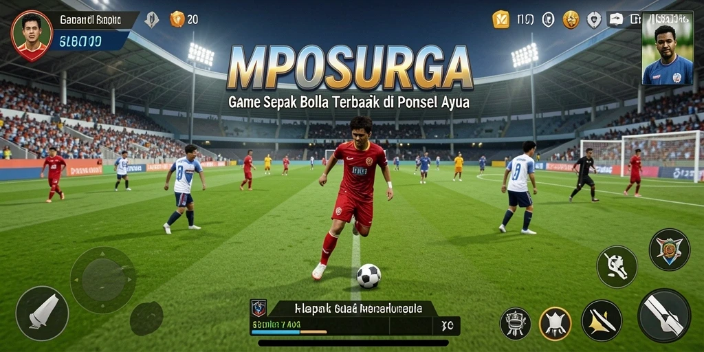 Tampilan gameplay menarik dari MPOSURGA dengan aksi sepak bola yang mendebarkan.