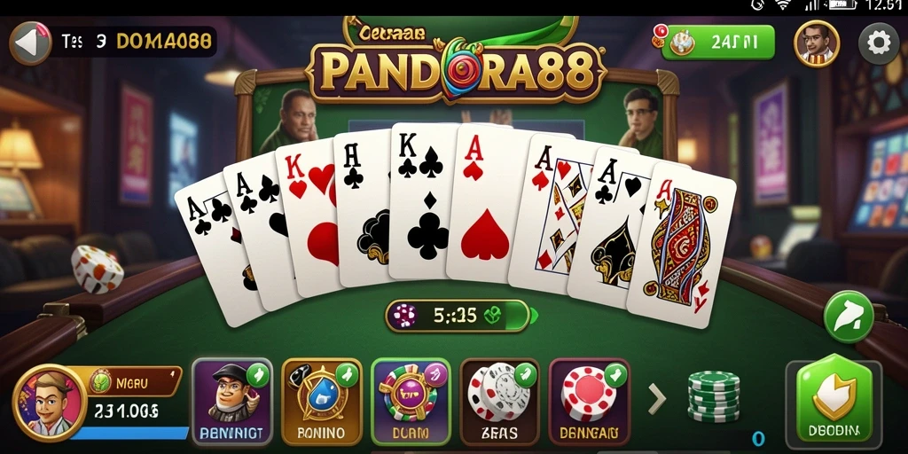 Screenshot utama PANDORA88 menampilkan gameplay menyeru dalam permainan Domino.