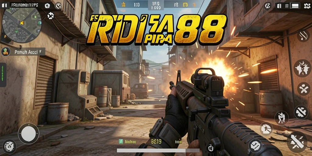 Tangkapan layar utama RDI88 menampilkan aksi gameplay FPS yang mendebarkan.
