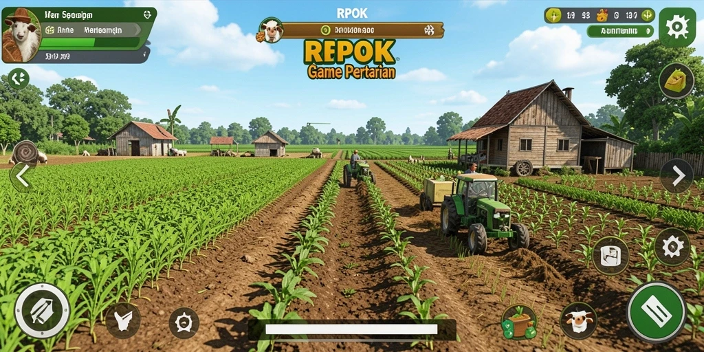 Screenshot RPOK menampilkan gameplay seru bertani dan merawat hewan.