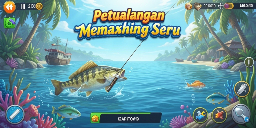 Tampilan gameplay SAPITOTO saat memancing yang sangat seru dan menakjubkan.